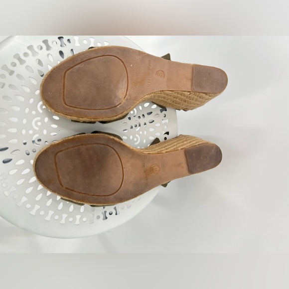 Tory Burch olive green wedge cross strap open toe espadrille sandals - Picture 6 of 8
